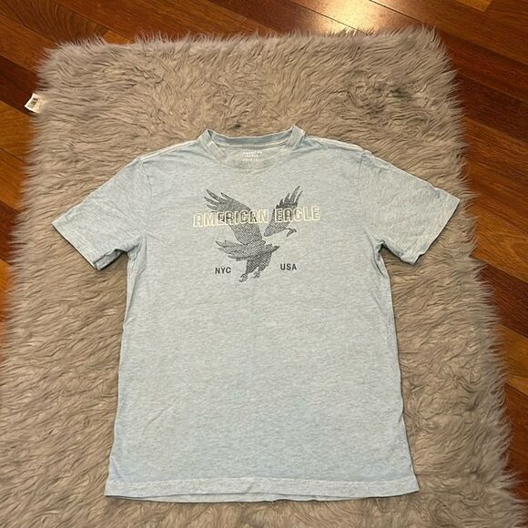 American eagle outfitters men’s light blue cotton graphic tshirt size xs - Picture 1 of 5